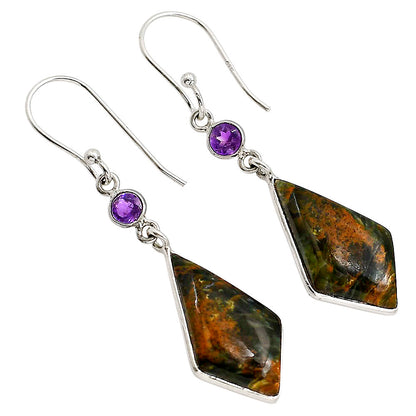Turkish Rainforest Chrysocolla and Amethyst Earrings E-1002 SDE91735