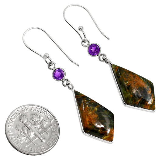 Turkish Rainforest Chrysocolla and Amethyst Earrings E-1002 SDE91735