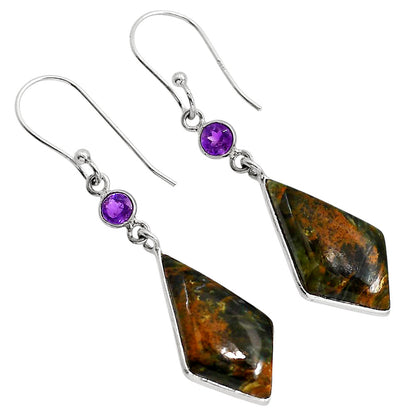 Turkish Rainforest Chrysocolla and Amethyst Earrings E-1002 SDE91735