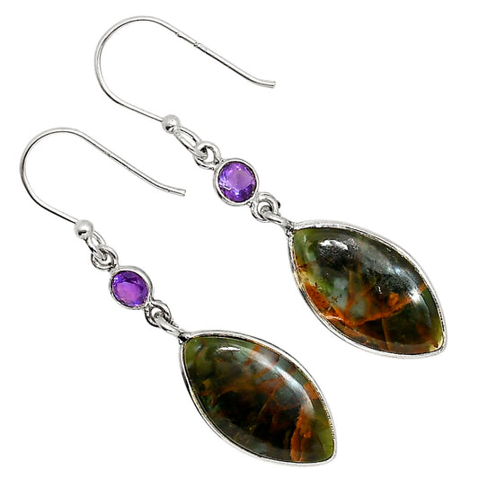 Turkish Rainforest Chrysocolla and Amethyst Earrings E-1002 SDE91736