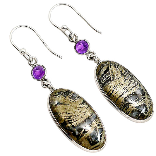 Feder Pyrite and Amethyst Earrings E-1002 SDE91738