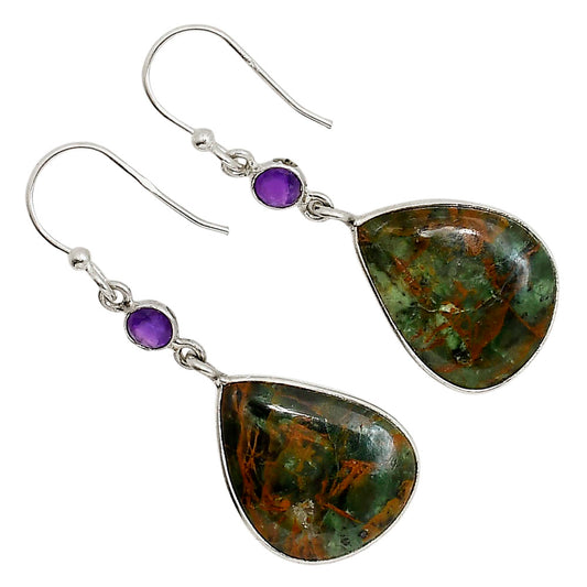 Turkish Rainforest Chrysocolla and Amethyst Earrings E-1002 SDE91739