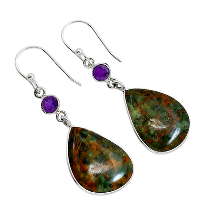 Turkish Rainforest Chrysocolla and Amethyst Earrings E-1002 SDE91739