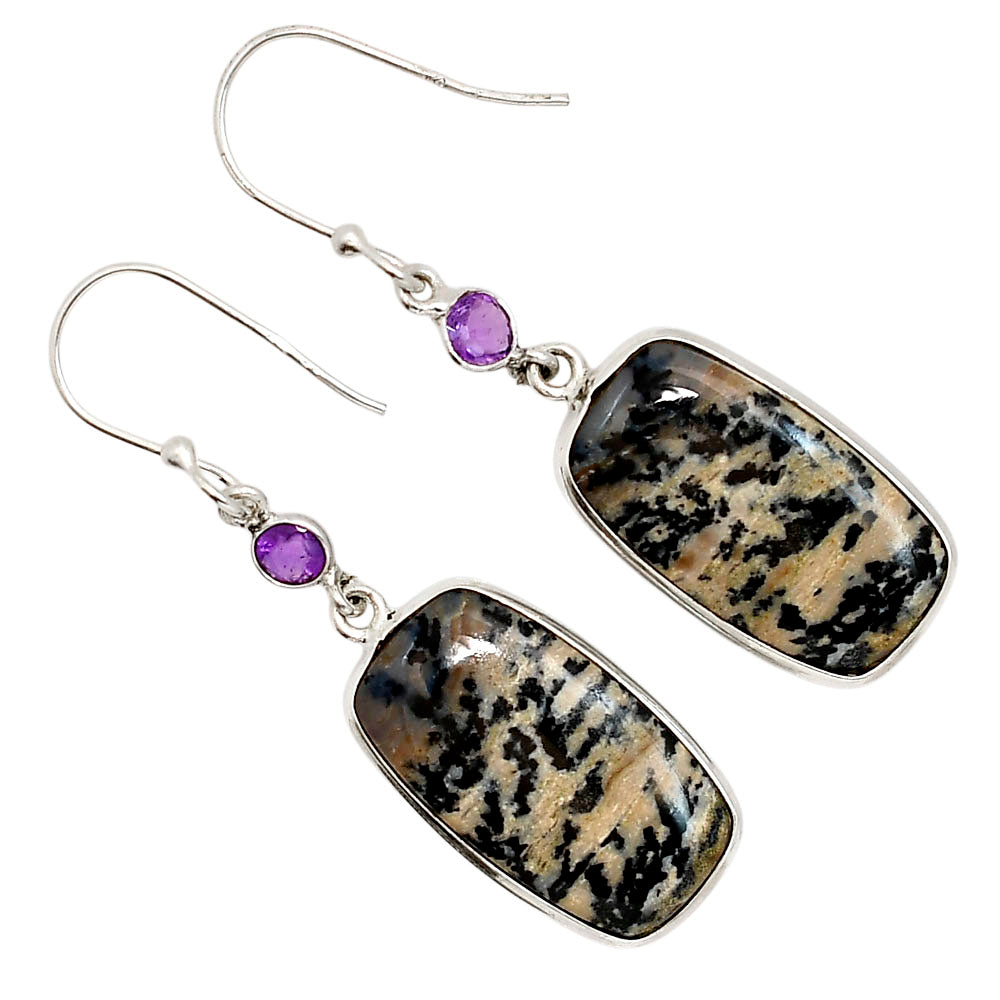Russian Honey Dendrite Opal and Amethyst Earrings E-1002 SDE91740