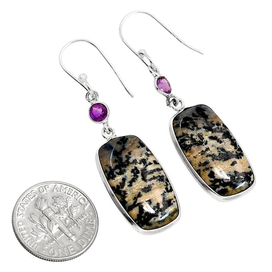 Russian Honey Dendrite Opal and Amethyst Earrings E-1002 SDE91740