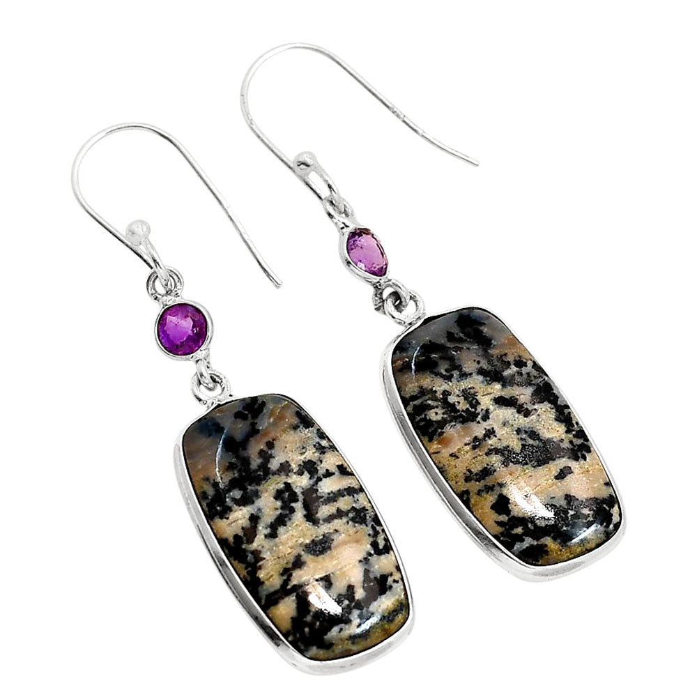 Russian Honey Dendrite Opal and Amethyst Earrings E-1002 SDE91740