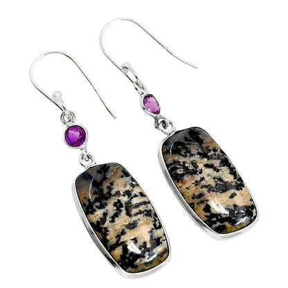 Russian Honey Dendrite Opal and Amethyst Earrings E-1002 SDE91740