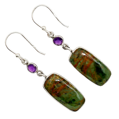 Turkish Rainforest Chrysocolla and Amethyst Earrings E-1002 SDE91741