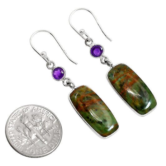 Turkish Rainforest Chrysocolla and Amethyst Earrings E-1002 SDE91741
