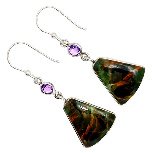 Turkish Rainforest Chrysocolla and Amethyst Earrings E-1002 SDE91742