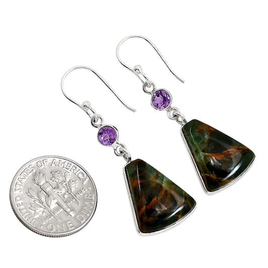 Turkish Rainforest Chrysocolla and Amethyst Earrings E-1002 SDE91742