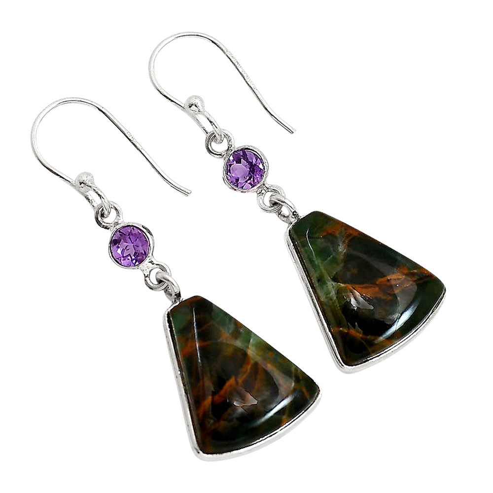 Turkish Rainforest Chrysocolla and Amethyst Earrings E-1002 SDE91742