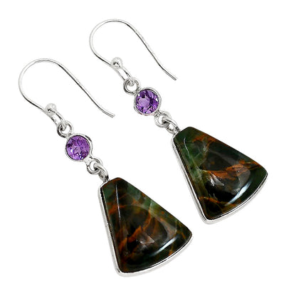 Turkish Rainforest Chrysocolla and Amethyst Earrings E-1002 SDE91742