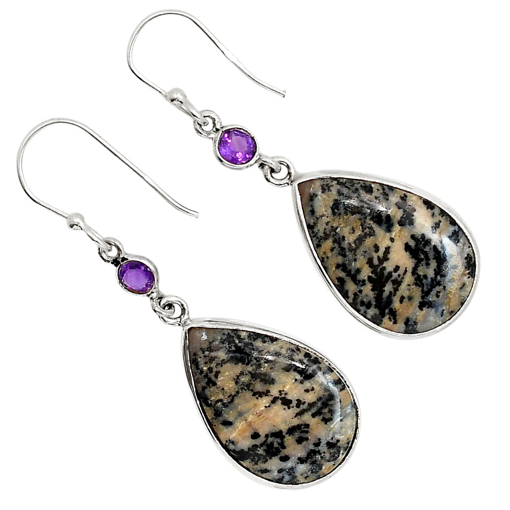 Russian Honey Dendrite Opal and Amethyst Earrings E-1002 SDE91743