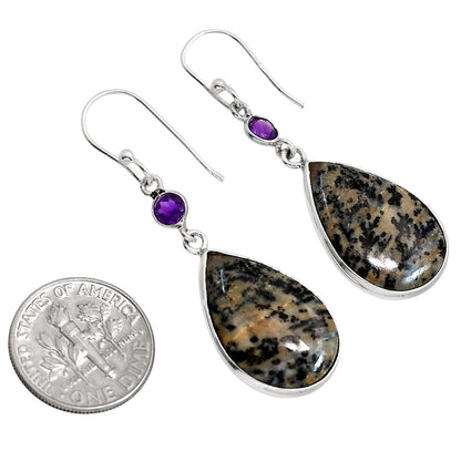 Russian Honey Dendrite Opal and Amethyst Earrings E-1002 SDE91743