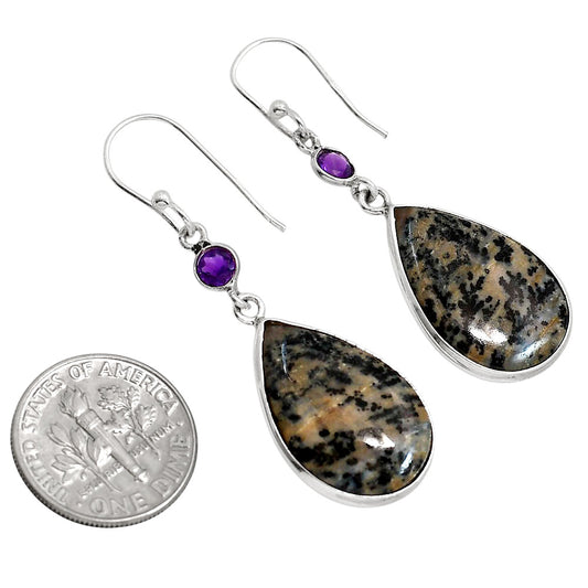 Russian Honey Dendrite Opal and Amethyst Earrings E-1002 SDE91743