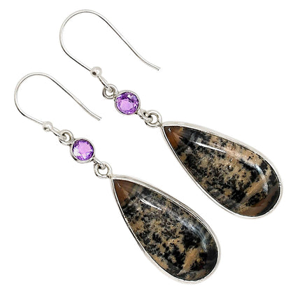 Russian Honey Dendrite Opal and Amethyst Earrings E-1002 SDE91744