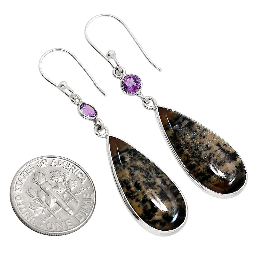 Russian Honey Dendrite Opal and Amethyst Earrings E-1002 SDE91744