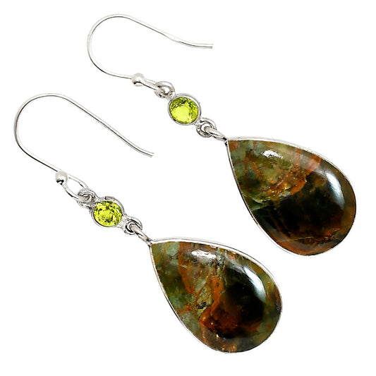 Turkish Rainforest Chrysocolla and Peridot Earrings E-1002 SDE91745