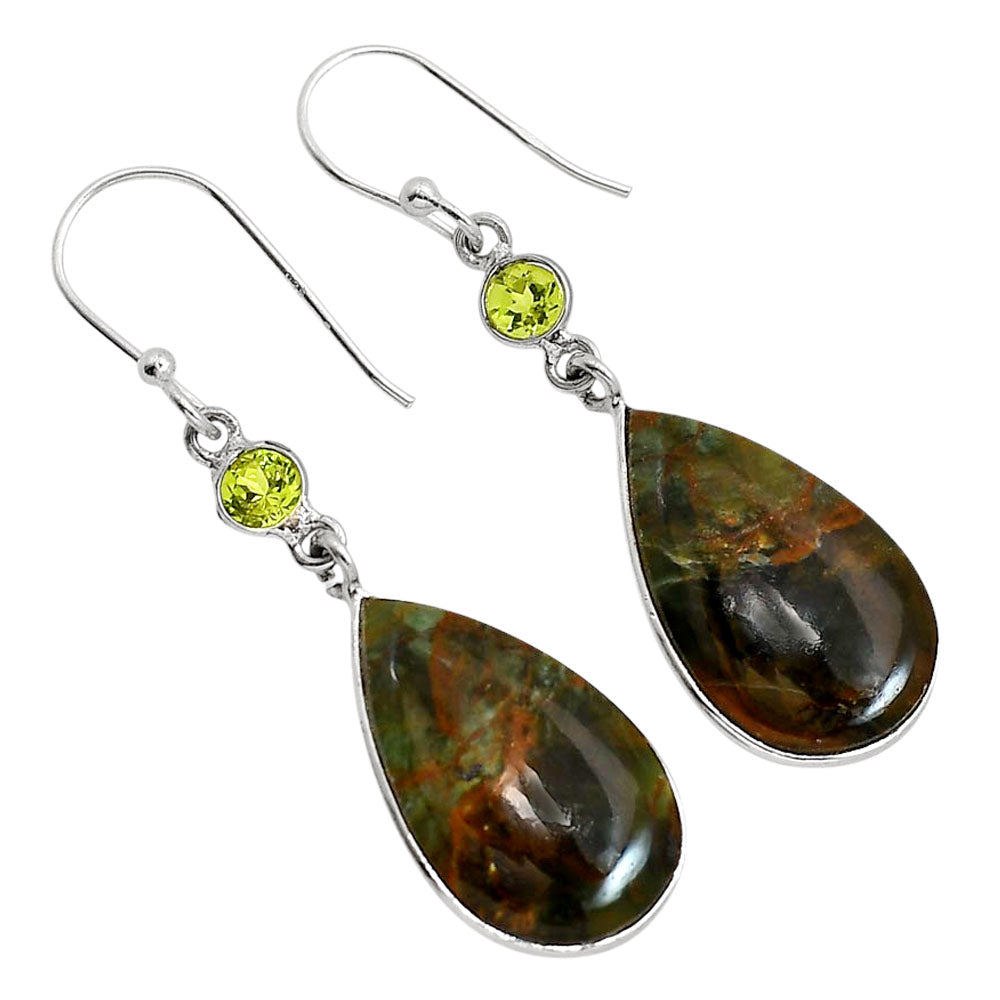 Turkish Rainforest Chrysocolla and Peridot Earrings E-1002 SDE91745