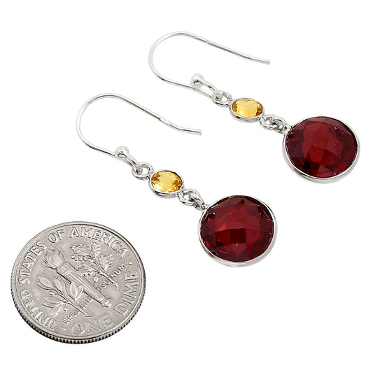 Hessonite Garnet Checker Briolette and Citrine Earrings E-1006 SDE91791