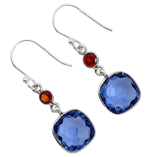Tanzanite Checker Briolette and Garnet Earrings E-1002 SDE91797