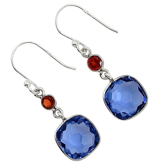 Tanzanite Checker Briolette and Garnet Earrings E-1002 SDE91798