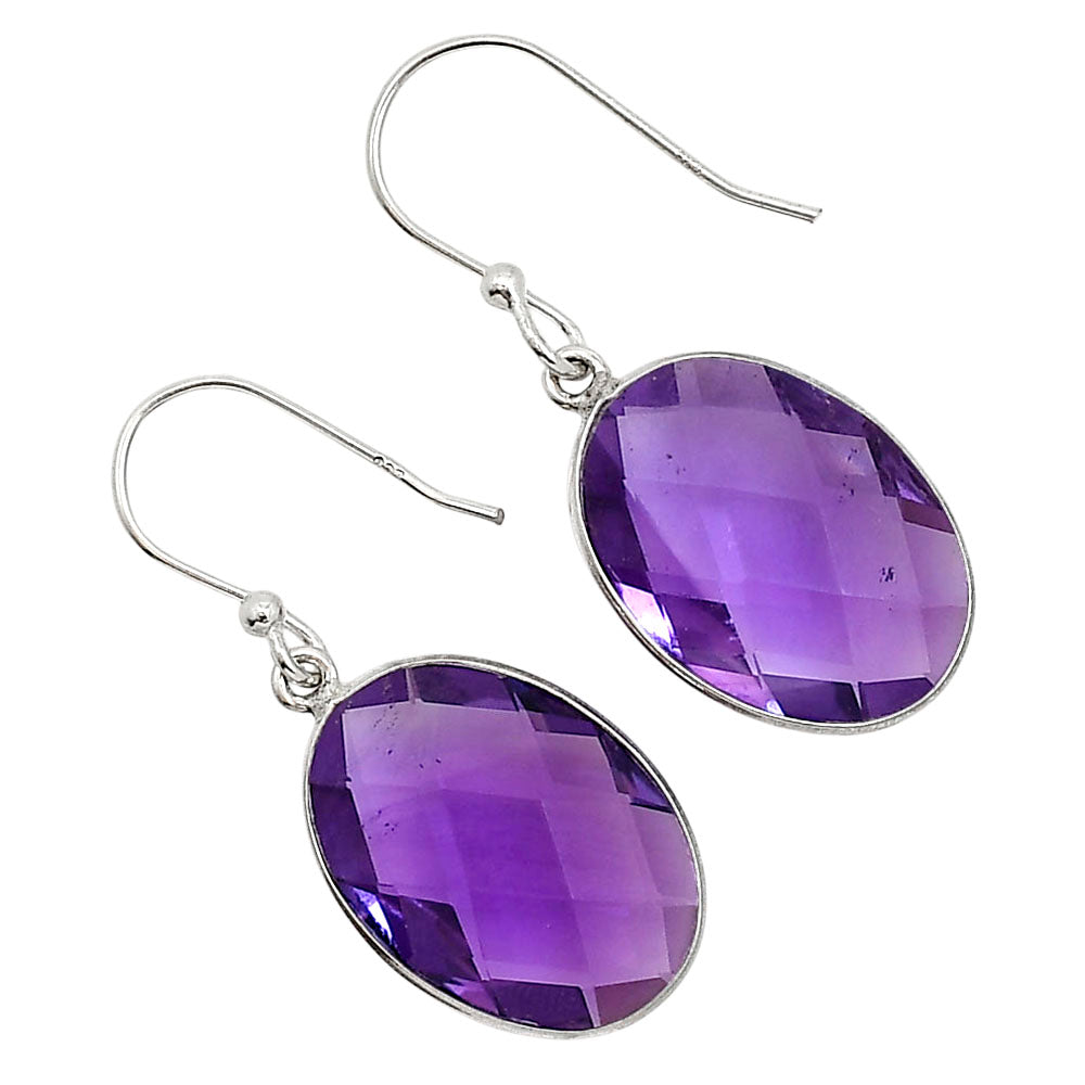 African Amethyst Checker Briolette Earrings E-1001 SDE91843