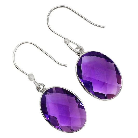 African Amethyst Checker Briolette Earrings E-1001 SDE91854