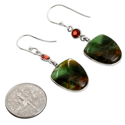 Turkish Rainforest Chrysocolla and Garnet Earrings E-1002 SDE91862