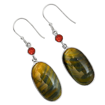 Iron Tiger Eye and Garnet Earrings E-1023 SDE91874