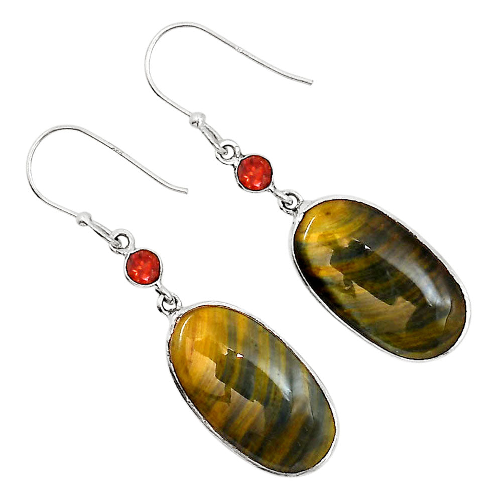 Iron Tiger Eye and Garnet Earrings E-1023 SDE91874