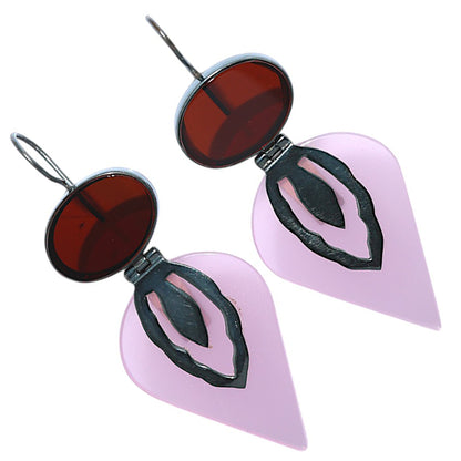 Oxidised - Pink Quartz and Garnet Earrings  SDE91876