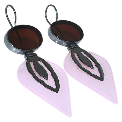 Oxidised - Pink Quartz and Garnet Earrings  SDE91876