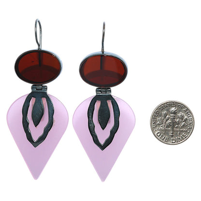 Oxidised - Pink Quartz and Garnet Earrings  SDE91876