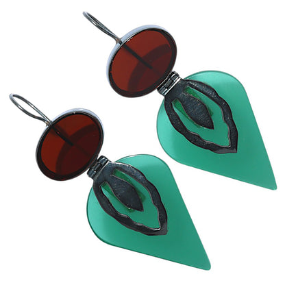 Oxidised - Green Quartz and Garnet Earrings  SDE91877