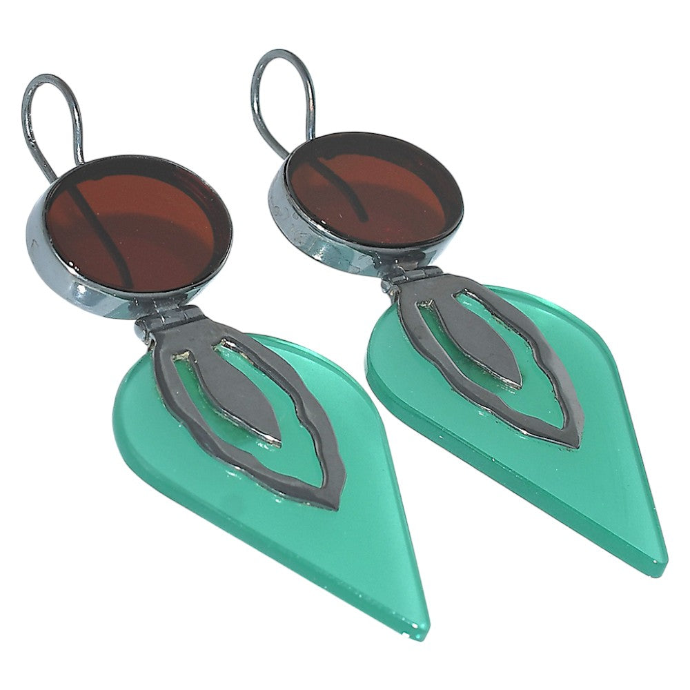 Oxidised - Green Quartz and Garnet Earrings  SDE91877
