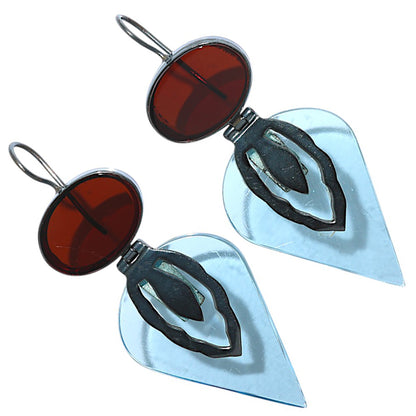 Oxidised - Blue Quartz and Garnet Earrings  SDE91879