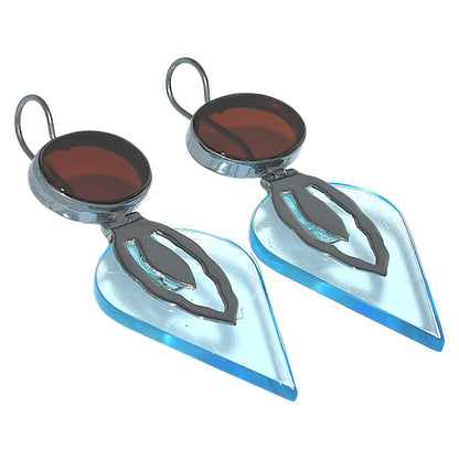 Oxidised - Blue Quartz and Garnet Earrings  SDE91879