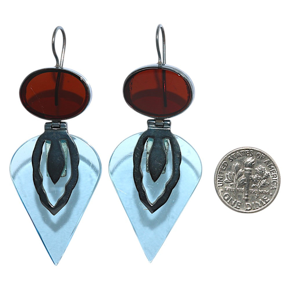 Oxidised - Blue Quartz and Garnet Earrings  SDE91879
