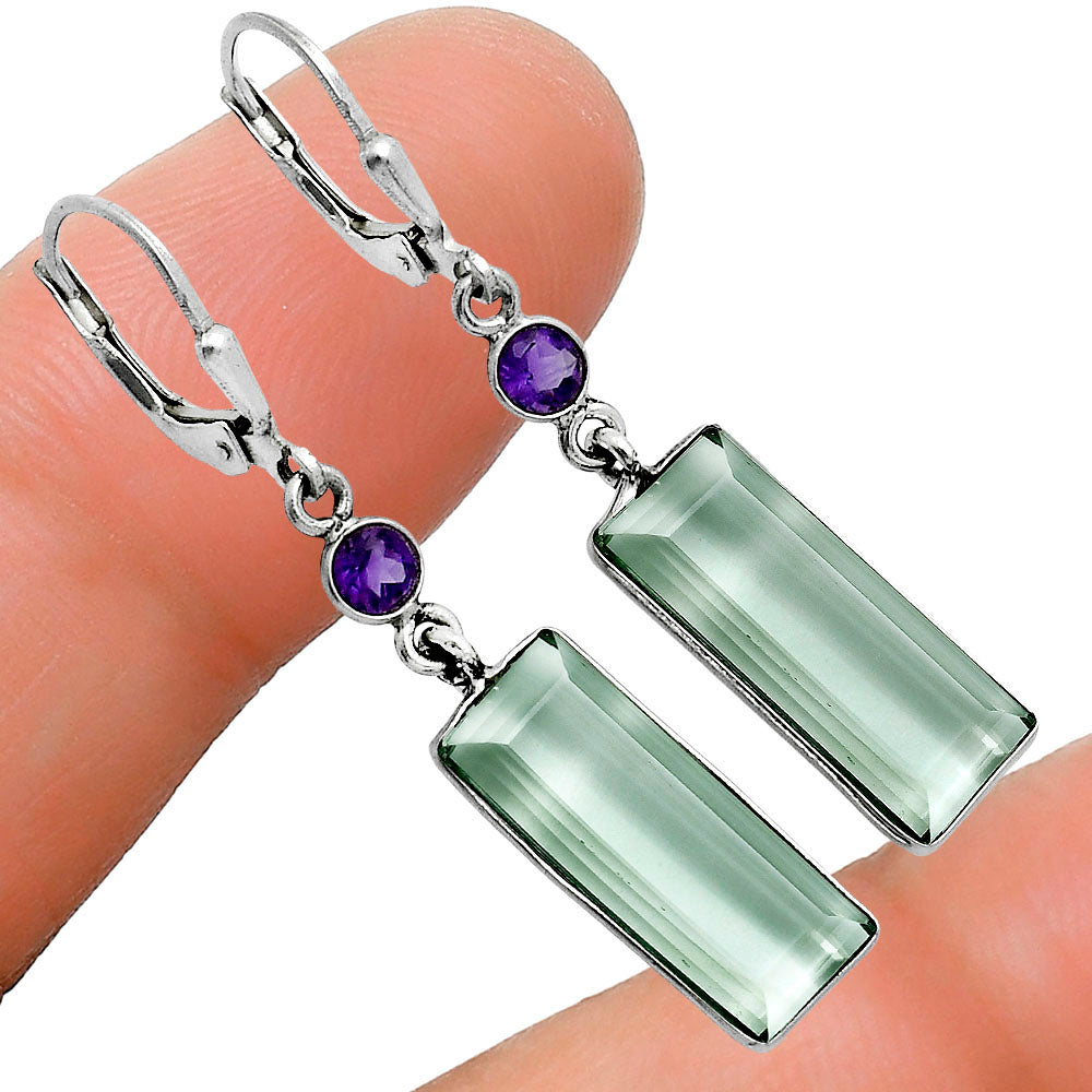 Prasiolite (Green Amethyst) and Amethyst Earrings E-1254 SDE91880