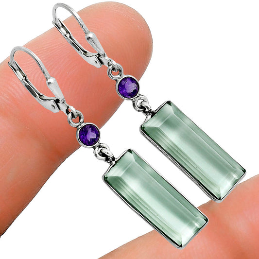 Prasiolite (Green Amethyst) and Amethyst Earrings E-1254 SDE91880