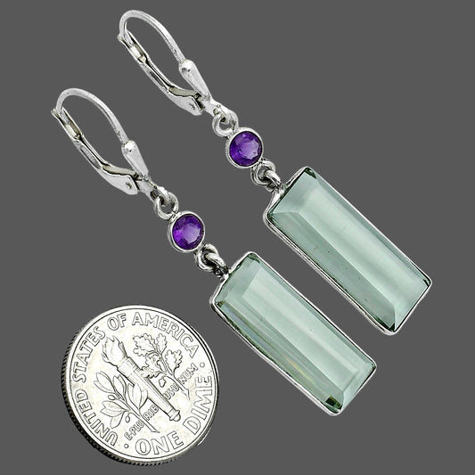 Prasiolite (Green Amethyst) and Amethyst Earrings E-1254 SDE91880
