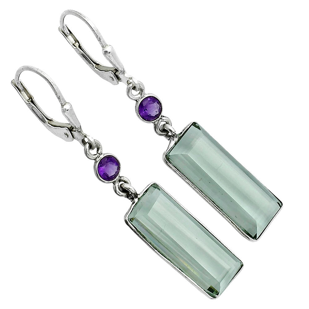 Prasiolite (Green Amethyst) and Amethyst Earrings E-1254 SDE91880