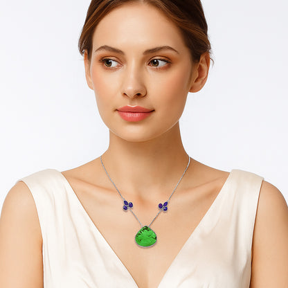 Green Matrix Turquoise and Amethyst Necklace N-1002 SDN1139