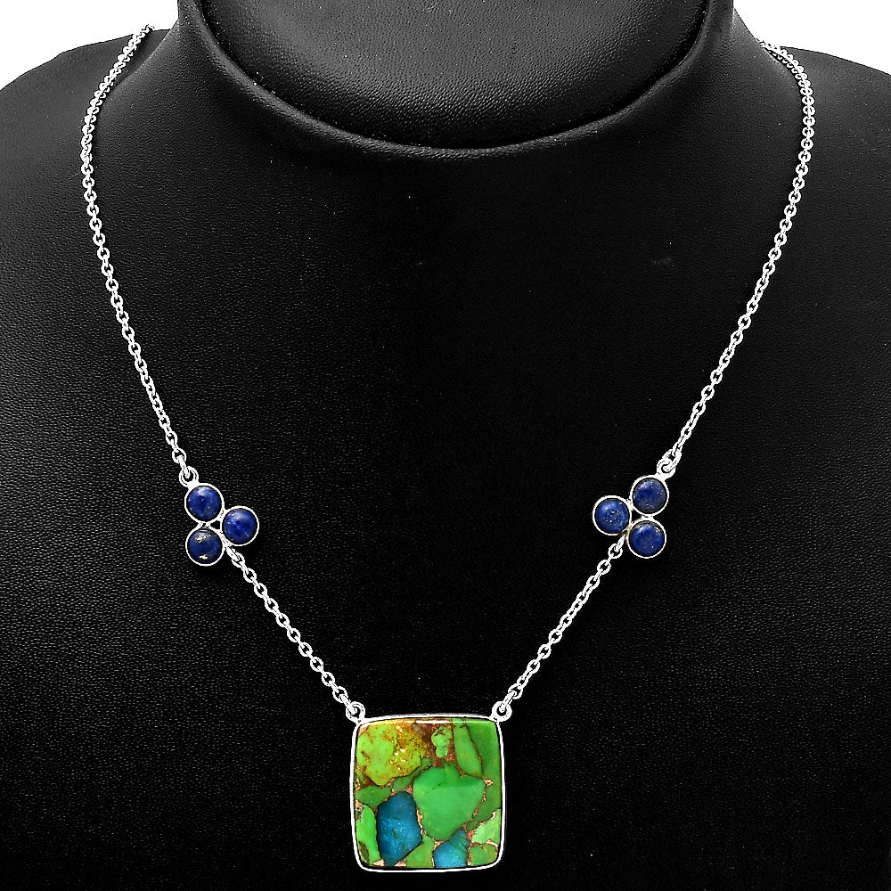 Blue Turquoise In Green Mohave & Lapis Necklace N-1002 SDN1147