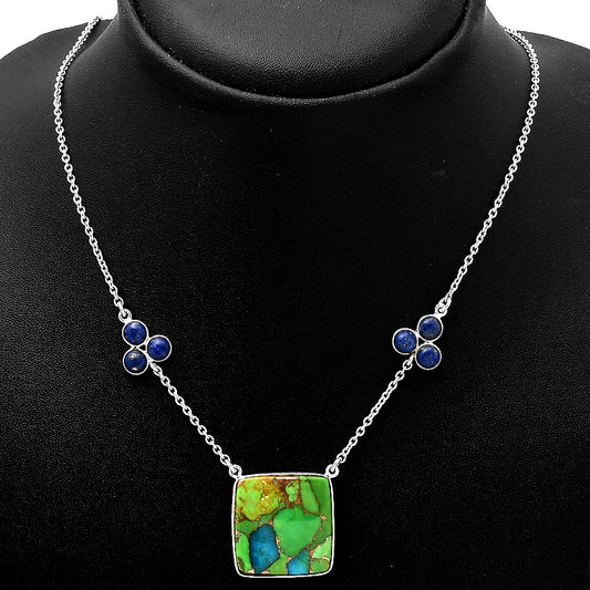 Blue Turquoise In Green Mohave & Lapis Necklace N-1002 SDN1147