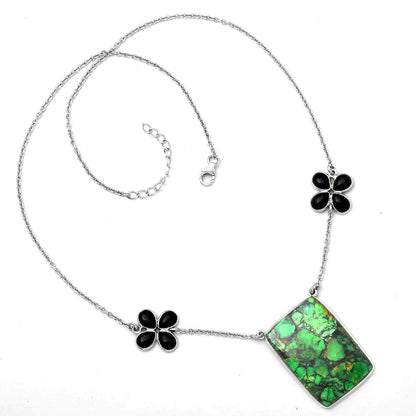 Green Matrix Turquoise and Black Onyx Necklace N-1001 SDN1211