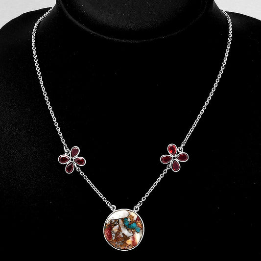 Multi Copper Turquoise and Garnet Necklace N-1001 SDN1222