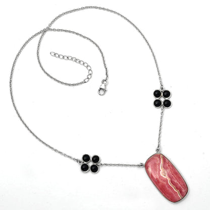 Rhodochrosite Argentina and Black Onyx Necklace N-1001 SDN1232